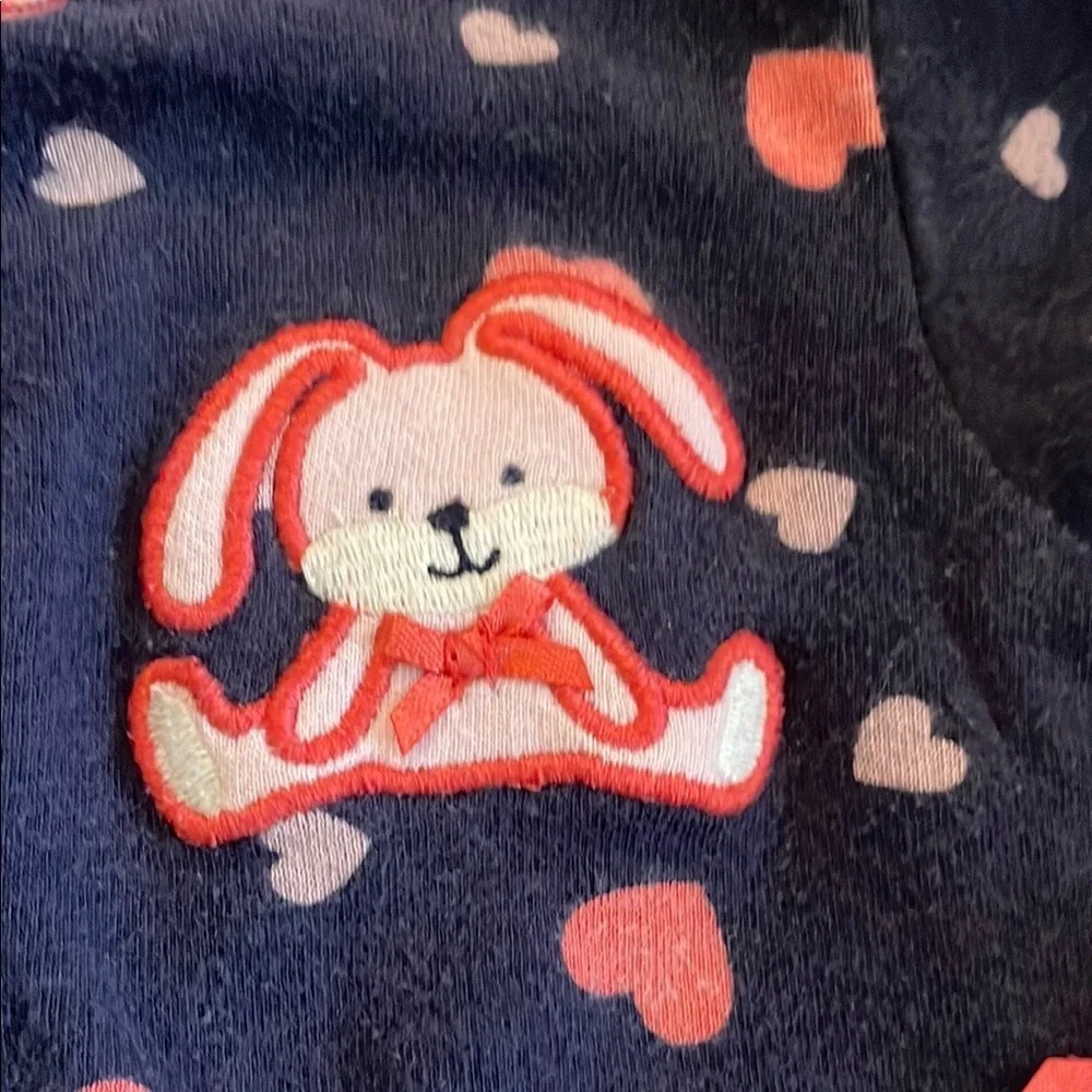Child of Mine Navy and Pink Heart Button-up Footie PJs